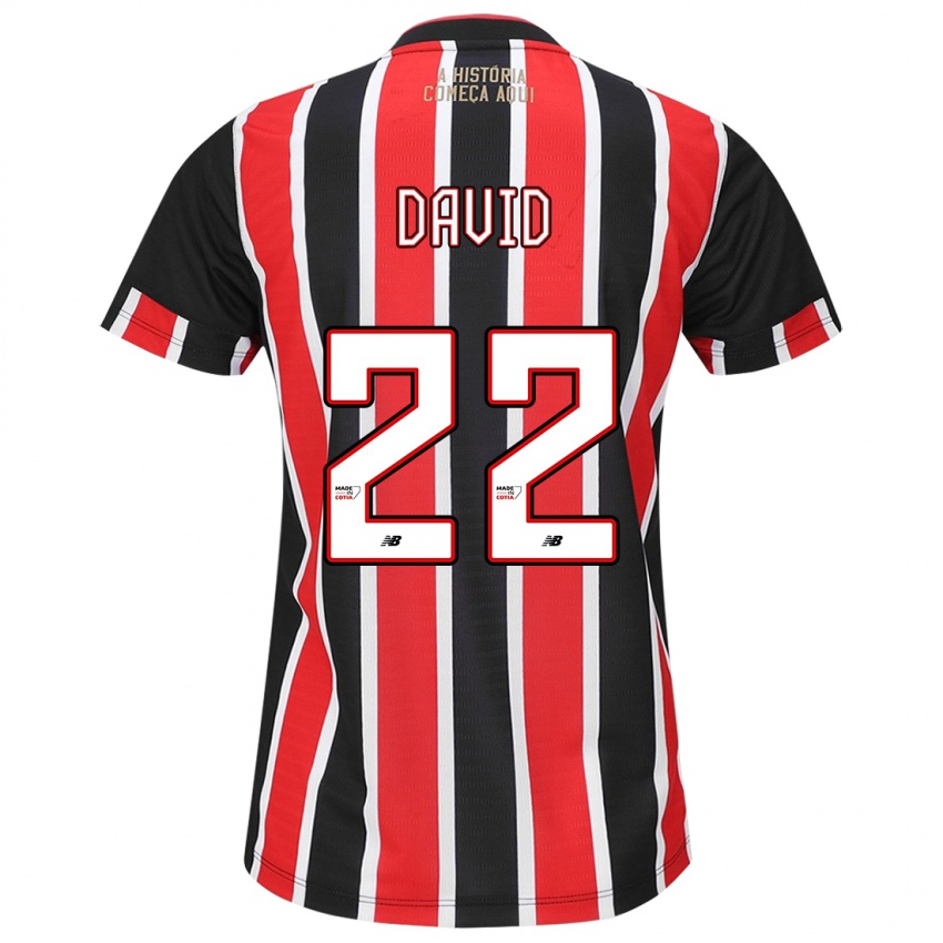 Uomo Maglia David #22 Nero Rosso Bianco Kit Gara Away 2024/25 Maglietta