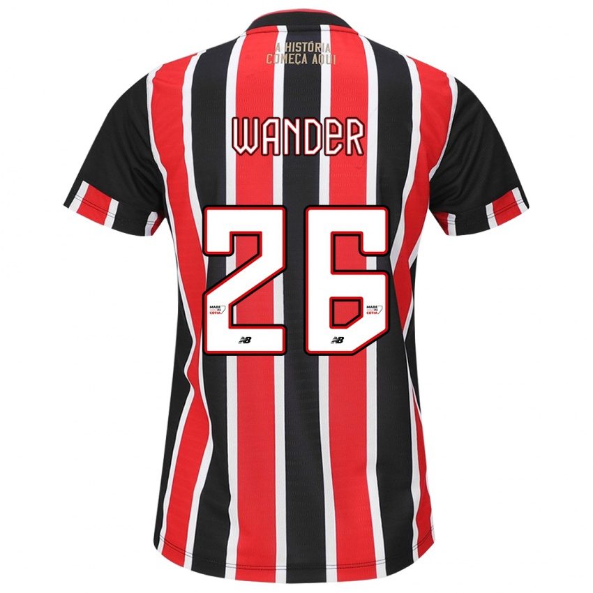 Uomo Maglia Talles Wander #26 Nero Rosso Bianco Kit Gara Away 2024/25 Maglietta