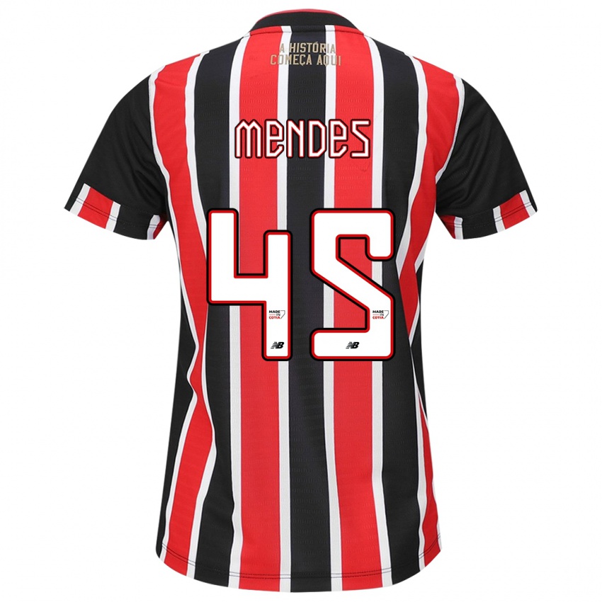 Uomo Maglia Nathan Mendes #45 Nero Rosso Bianco Kit Gara Away 2024/25 Maglietta