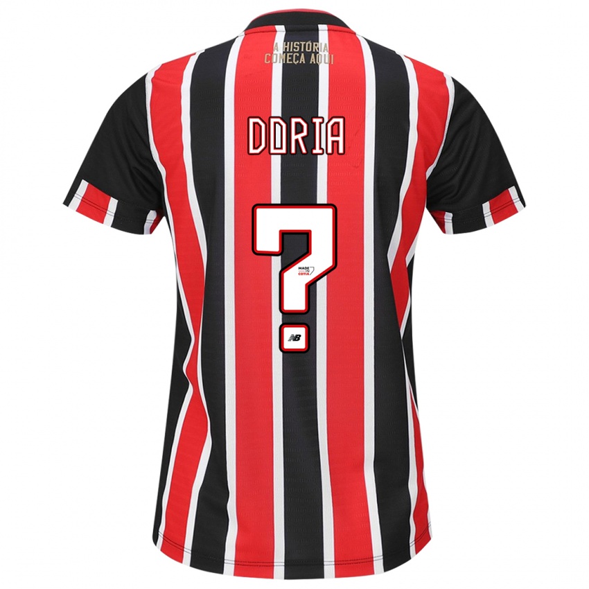 Uomo Maglia Arthur Doria #0 Nero Rosso Bianco Kit Gara Away 2024/25 Maglietta