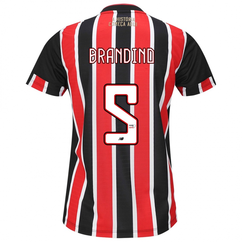 Uomo Maglia Kika Brandino #5 Nero Rosso Bianco Kit Gara Away 2024/25 Maglietta