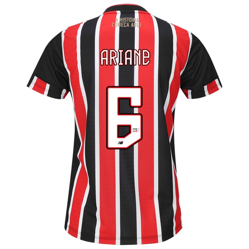 Uomo Maglia Ariane #6 Nero Rosso Bianco Kit Gara Away 2024/25 Maglietta