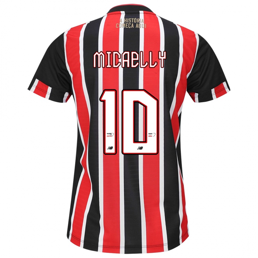 Uomo Maglia Micaelly #10 Nero Rosso Bianco Kit Gara Away 2024/25 Maglietta