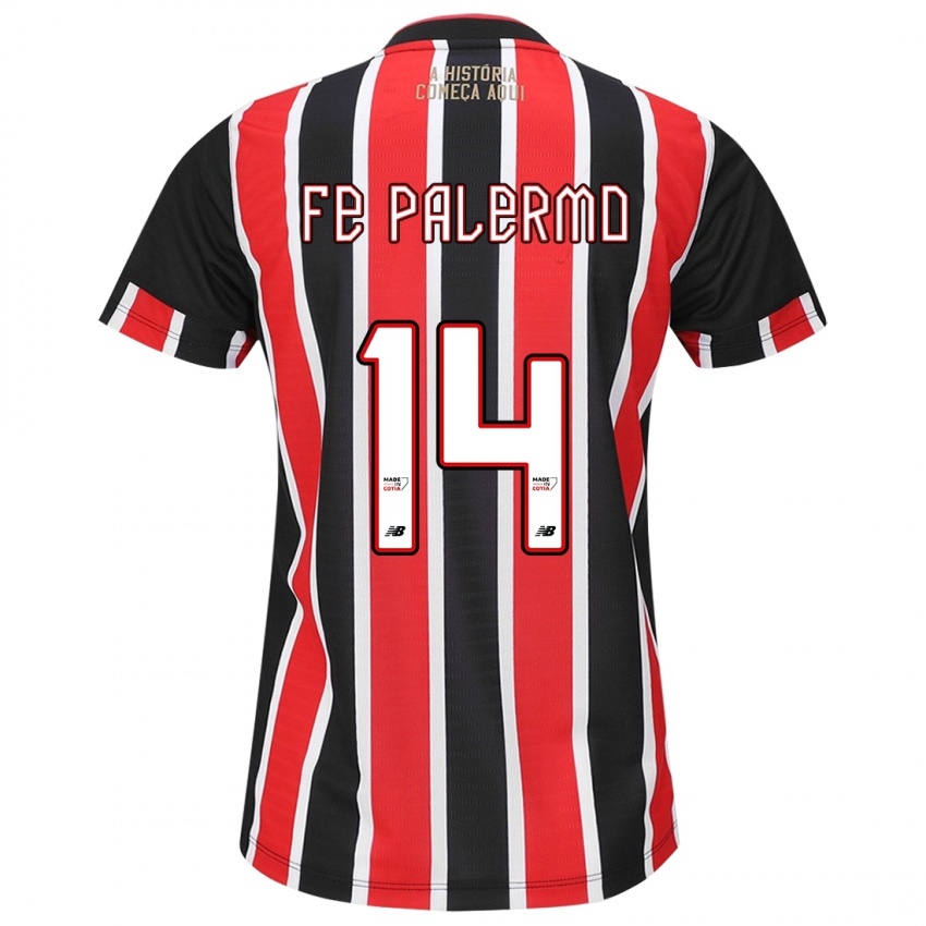 Uomo Maglia Fe Palermo #14 Nero Rosso Bianco Kit Gara Away 2024/25 Maglietta