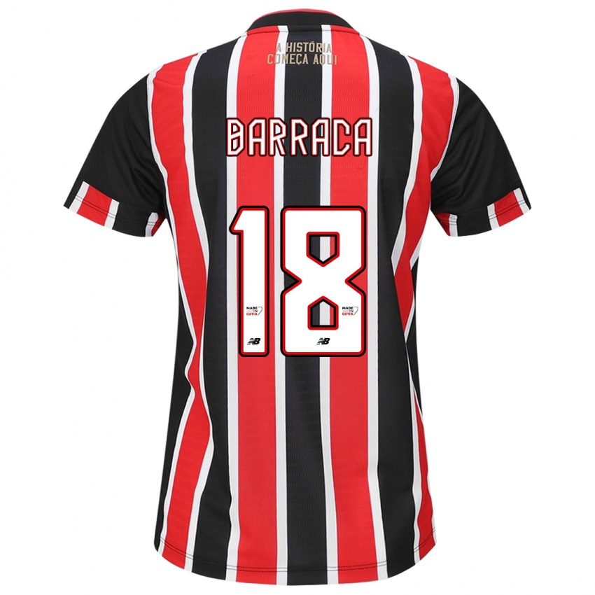 Uomo Maglia Barraca #18 Nero Rosso Bianco Kit Gara Away 2024/25 Maglietta