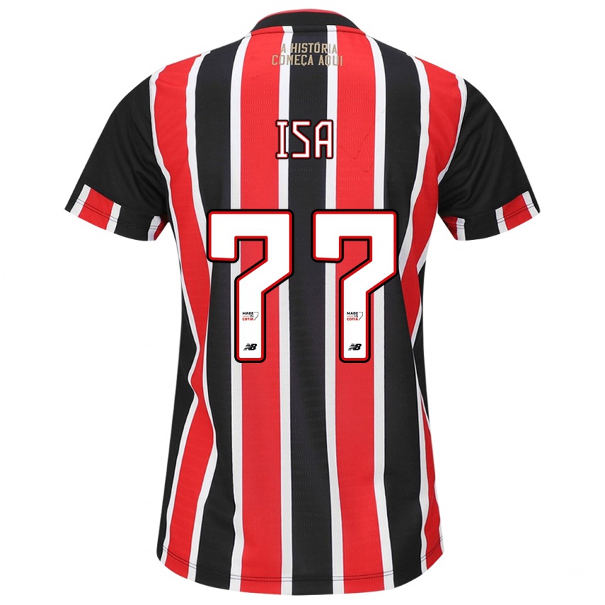 Uomo Maglia Isa #77 Nero Rosso Bianco Kit Gara Away 2024/25 Maglietta