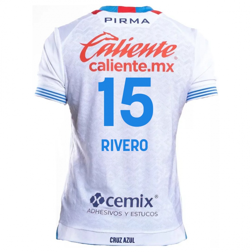 Uomo Maglia Ignacio Rivero #15 Bianco Blu Kit Gara Away 2024/25 Maglietta