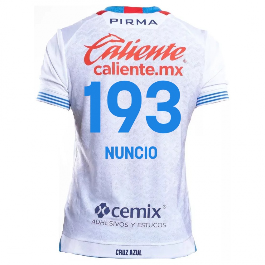 Uomo Maglia Jorge Nuncio #193 Bianco Blu Kit Gara Away 2024/25 Maglietta