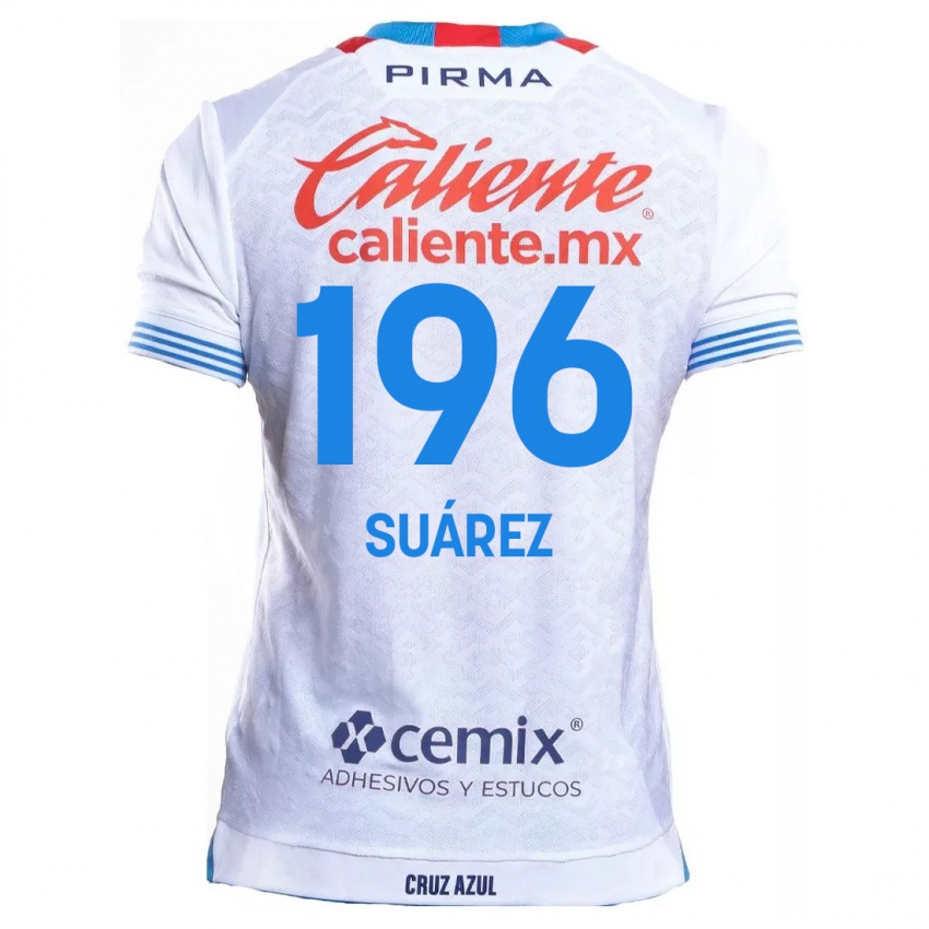 Uomo Maglia Javier Suárez #196 Bianco Blu Kit Gara Away 2024/25 Maglietta