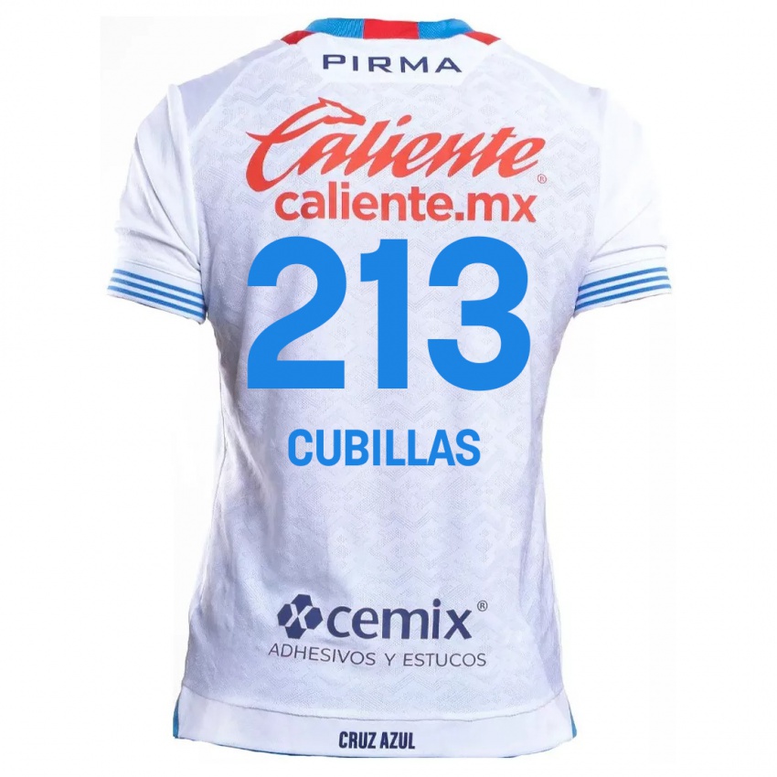 Uomo Maglia Andre Cubillas #213 Bianco Blu Kit Gara Away 2024/25 Maglietta