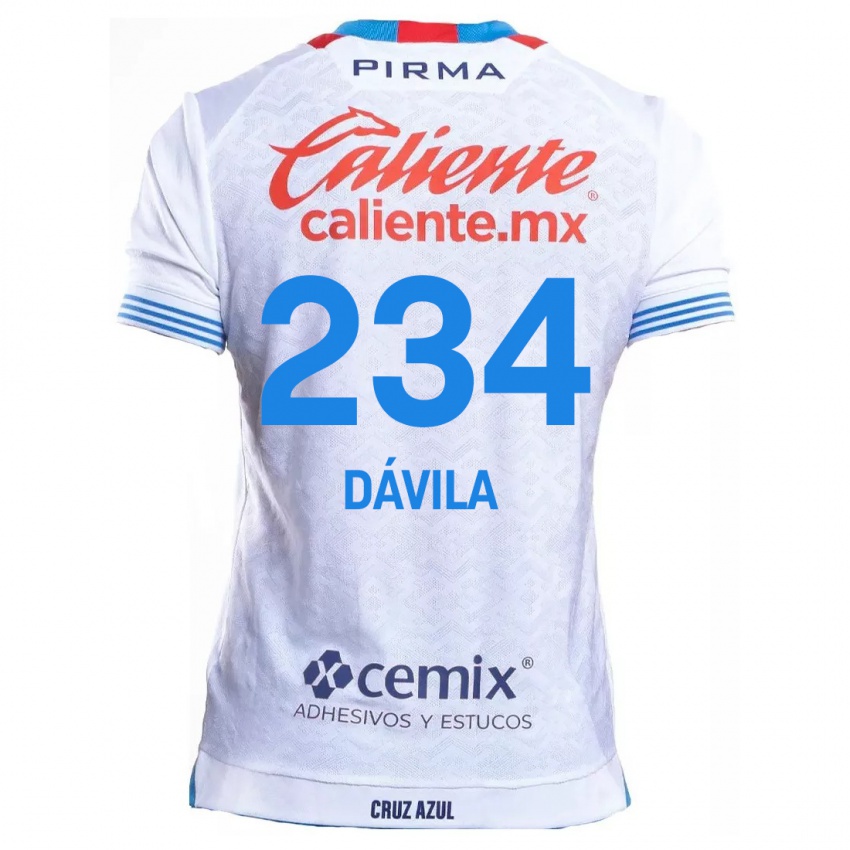 Uomo Maglia Emilio Dávila #234 Bianco Blu Kit Gara Away 2024/25 Maglietta