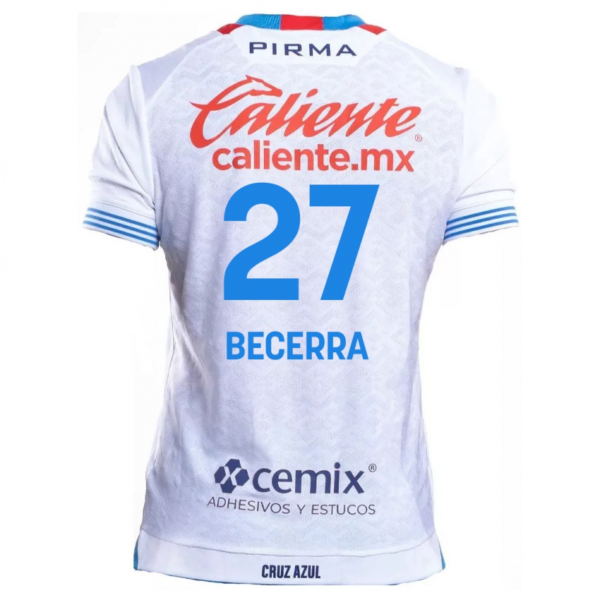 Uomo Maglia Ana Becerra #27 Bianco Blu Kit Gara Away 2024/25 Maglietta