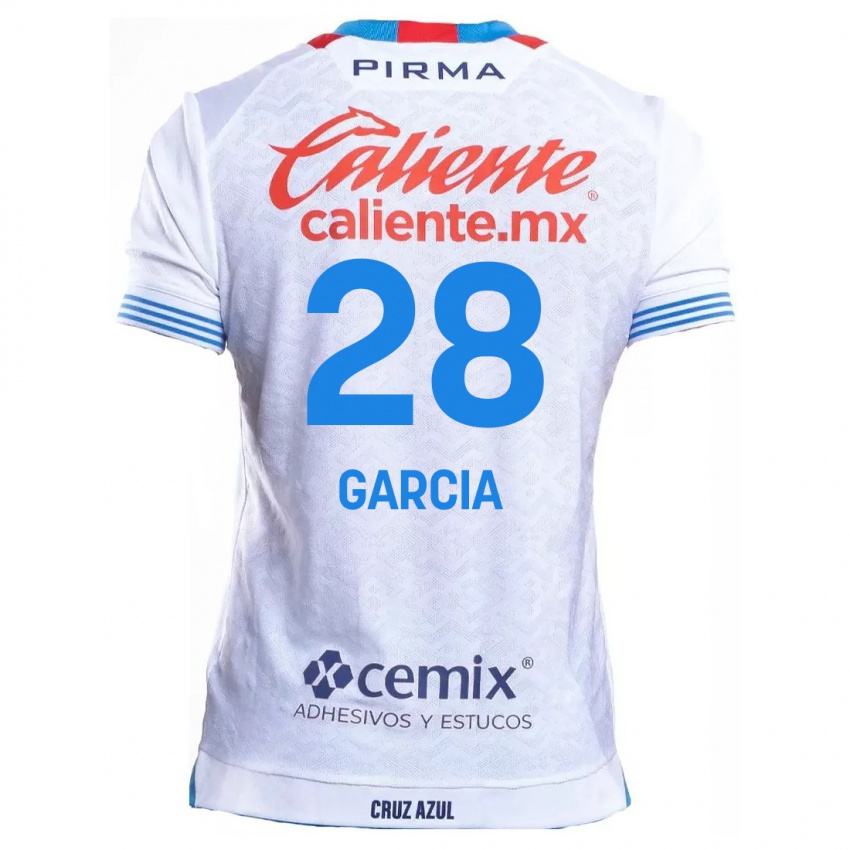 Uomo Maglia Ana Garcia #28 Bianco Blu Kit Gara Away 2024/25 Maglietta