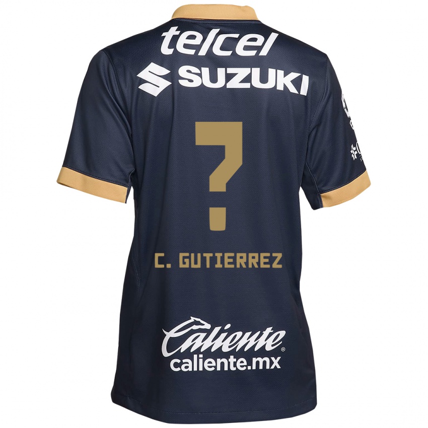 Uomo Maglia Carlos Gutierrez #0 Ossidiana Oro Bianco Kit Gara Away 2024/25 Maglietta