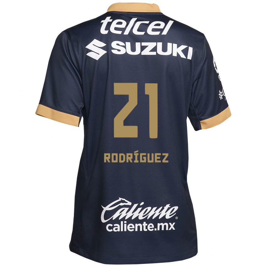 Uomo Maglia Michell Rodriguez #21 Ossidiana Oro Bianco Kit Gara Away 2024/25 Maglietta