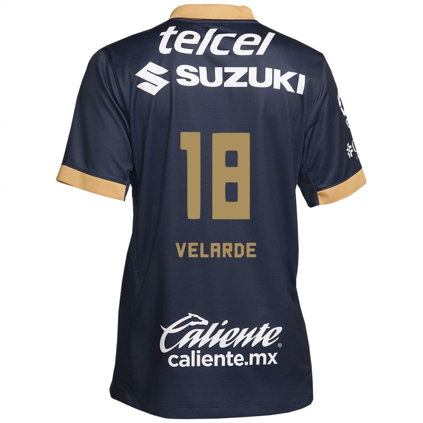 Uomo Maglia Efrain Velarde #18 Ossidiana Oro Bianco Kit Gara Away 2024/25 Maglietta