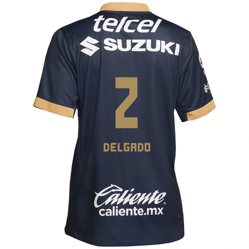 Uomo Maglia Dirce Delgado #2 Ossidiana Oro Bianco Kit Gara Away 2024/25 Maglietta