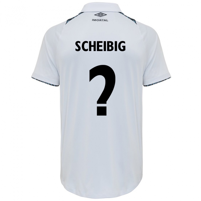 Uomo Maglia Felipe Scheibig #0 Bianco Blu Kit Gara Away 2024/25 Maglietta