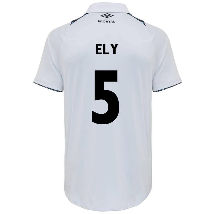 Uomo Maglia Rodrigo Ely #5 Bianco Blu Kit Gara Away 2024/25 Maglietta