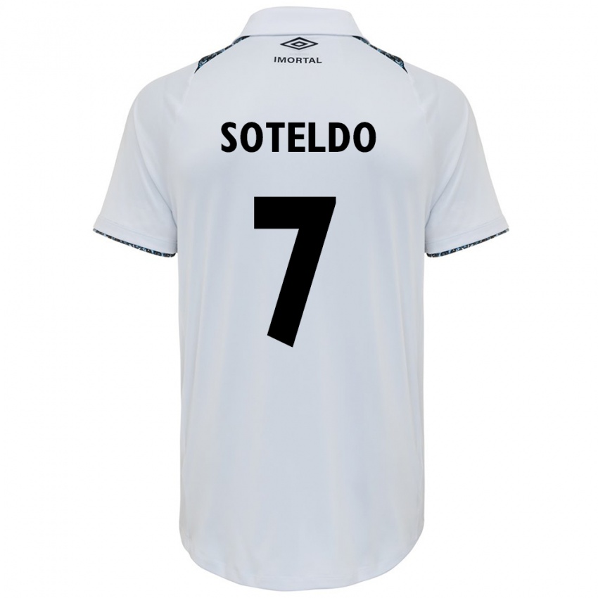 Uomo Maglia Yeferson Soteldo #7 Bianco Blu Kit Gara Away 2024/25 Maglietta