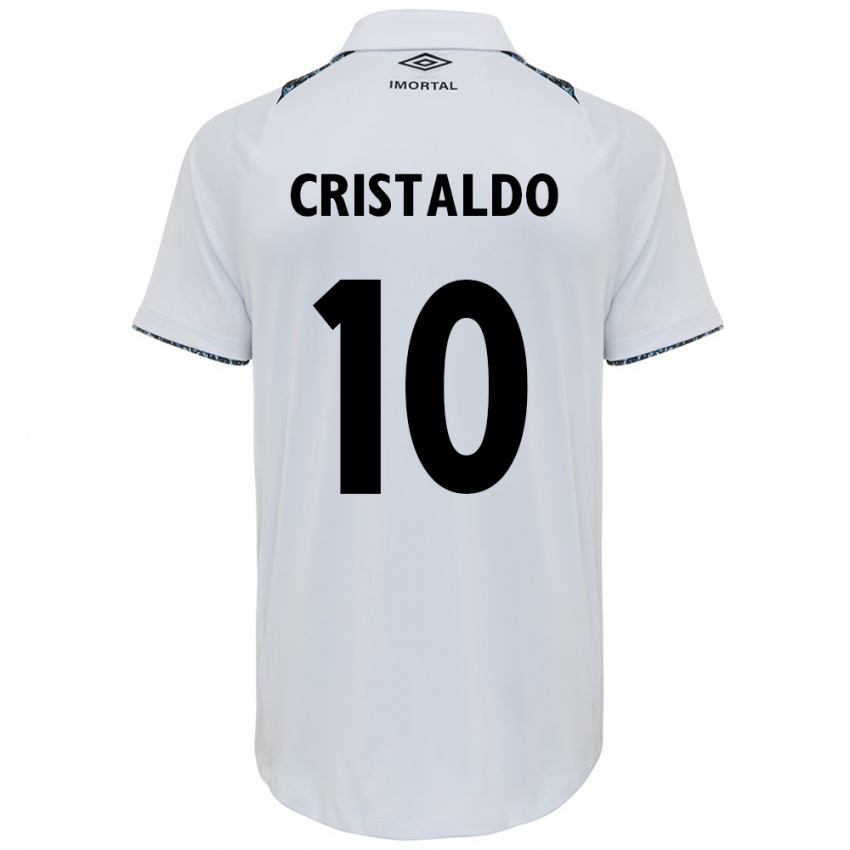 Uomo Maglia Franco Cristaldo #10 Bianco Blu Kit Gara Away 2024/25 Maglietta