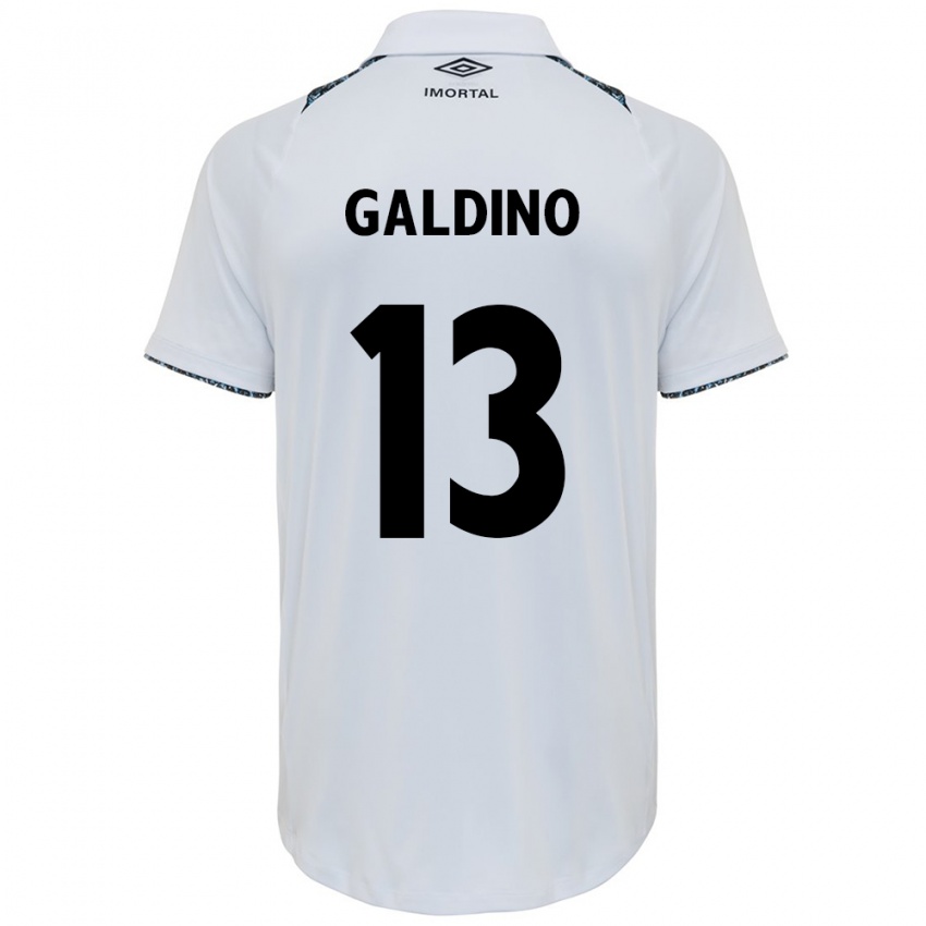 Uomo Maglia Everton Galdino #13 Bianco Blu Kit Gara Away 2024/25 Maglietta