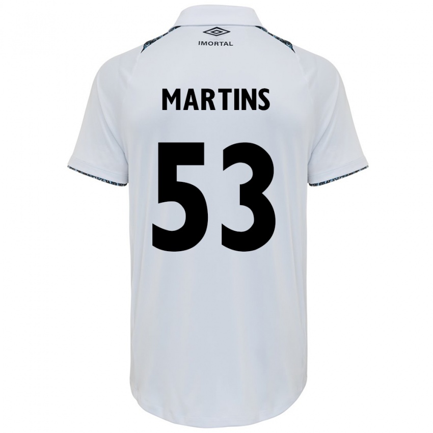 Uomo Maglia Gustavo Martins #53 Bianco Blu Kit Gara Away 2024/25 Maglietta