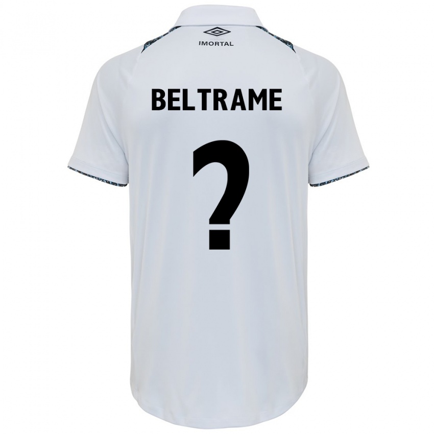 Uomo Maglia Thiago Beltrame #0 Bianco Blu Kit Gara Away 2024/25 Maglietta