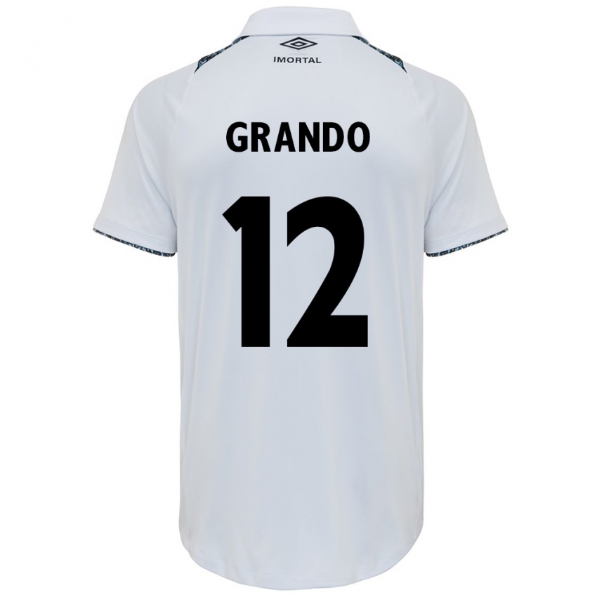 Uomo Maglia Gabriel Grando #12 Bianco Blu Kit Gara Away 2024/25 Maglietta