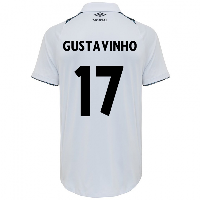 Uomo Maglia Gustavinho #17 Bianco Blu Kit Gara Away 2024/25 Maglietta