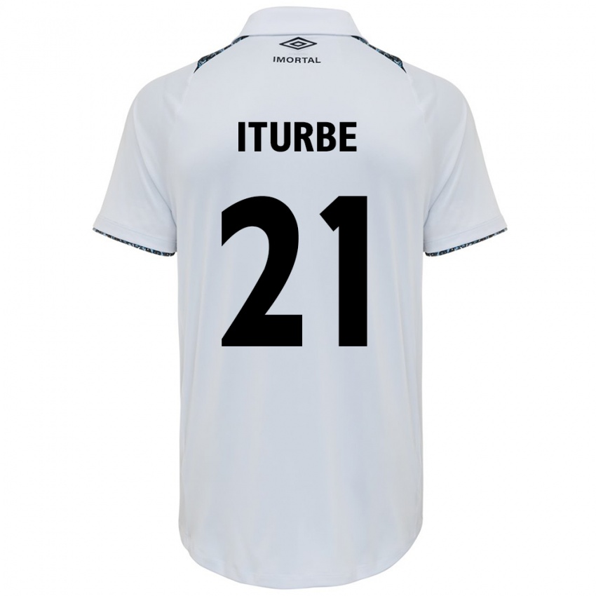 Uomo Maglia Juan Iturbe #21 Bianco Blu Kit Gara Away 2024/25 Maglietta