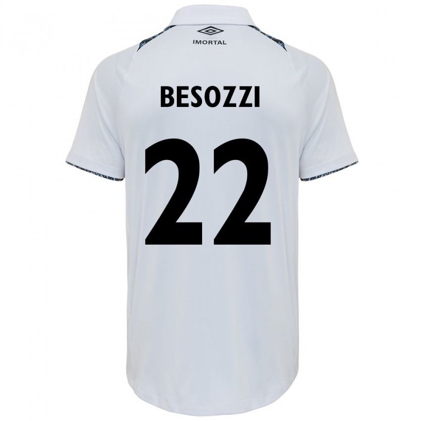 Uomo Maglia Lucas Besozzi #22 Bianco Blu Kit Gara Away 2024/25 Maglietta