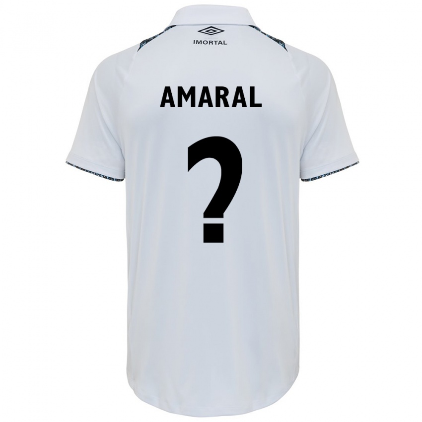 Uomo Maglia Lucas Amaral #0 Bianco Blu Kit Gara Away 2024/25 Maglietta