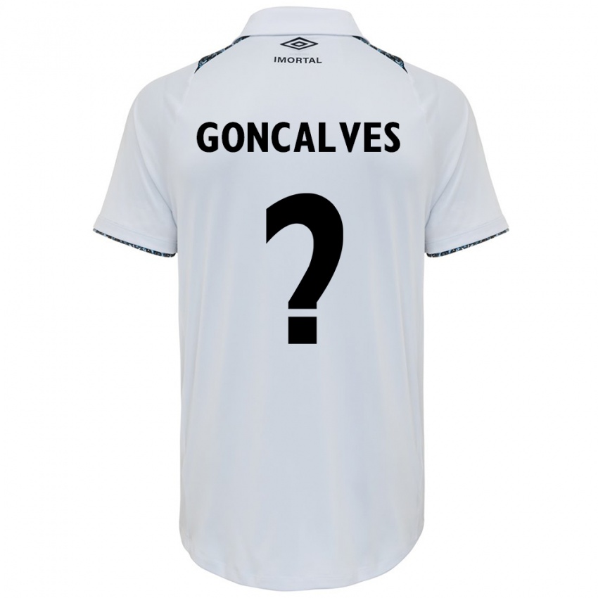 Uomo Maglia Matheus Gonçalves #0 Bianco Blu Kit Gara Away 2024/25 Maglietta