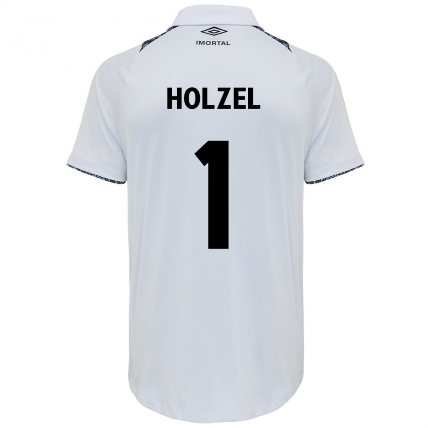 Uomo Maglia Vivi Holzel #1 Bianco Blu Kit Gara Away 2024/25 Maglietta