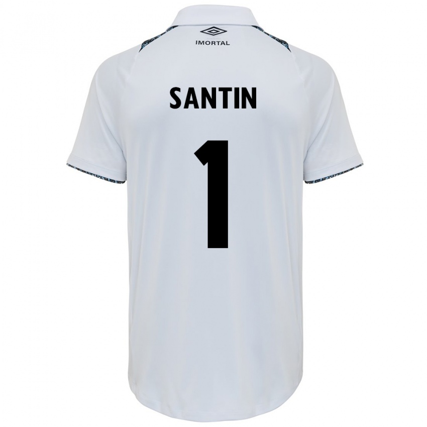 Uomo Maglia Duda Santin #1 Bianco Blu Kit Gara Away 2024/25 Maglietta