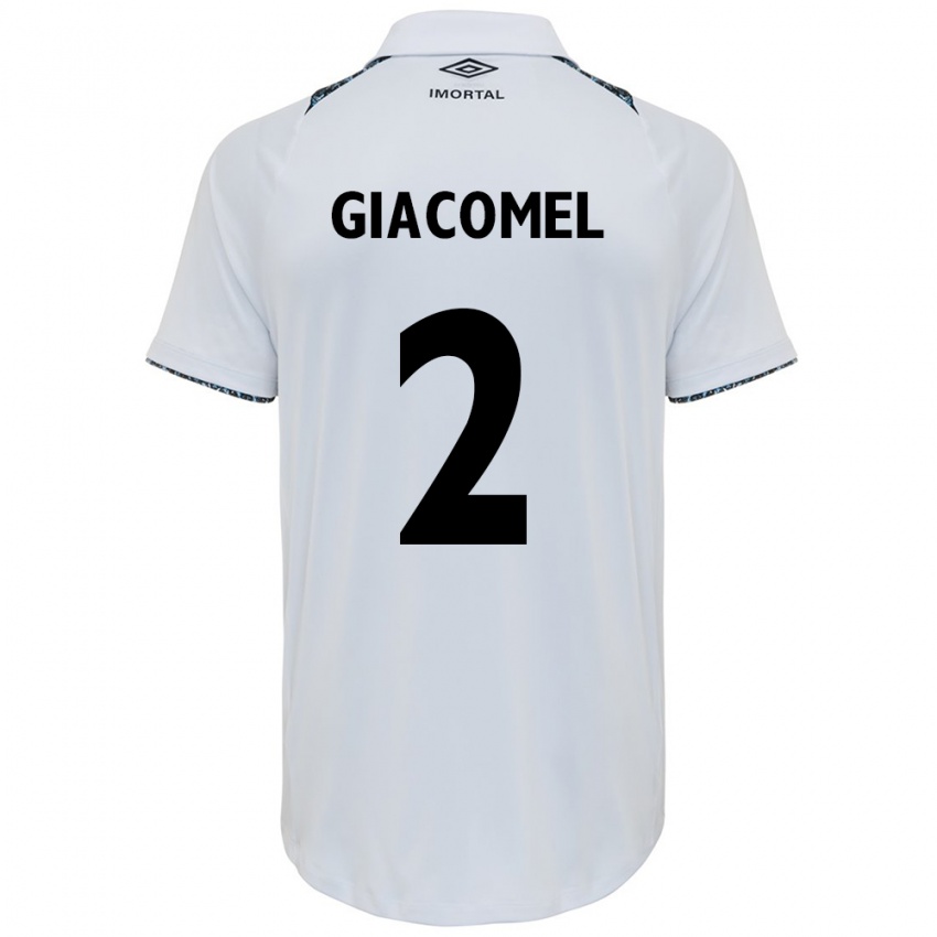 Uomo Maglia Laís Giacomel #2 Bianco Blu Kit Gara Away 2024/25 Maglietta