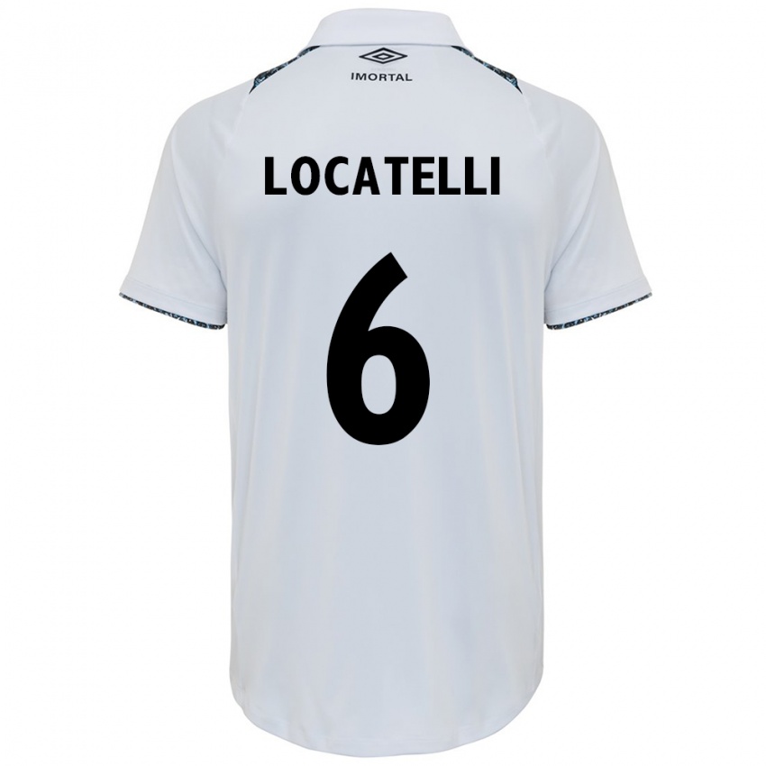 Uomo Maglia Natane Locatelli #6 Bianco Blu Kit Gara Away 2024/25 Maglietta