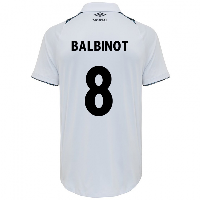 Uomo Maglia Manu Balbinot #8 Bianco Blu Kit Gara Away 2024/25 Maglietta