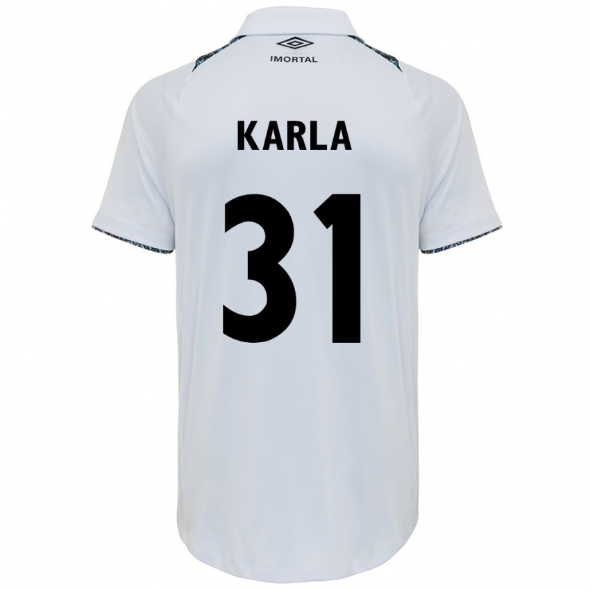 Uomo Maglia Emmily Karla #31 Bianco Blu Kit Gara Away 2024/25 Maglietta