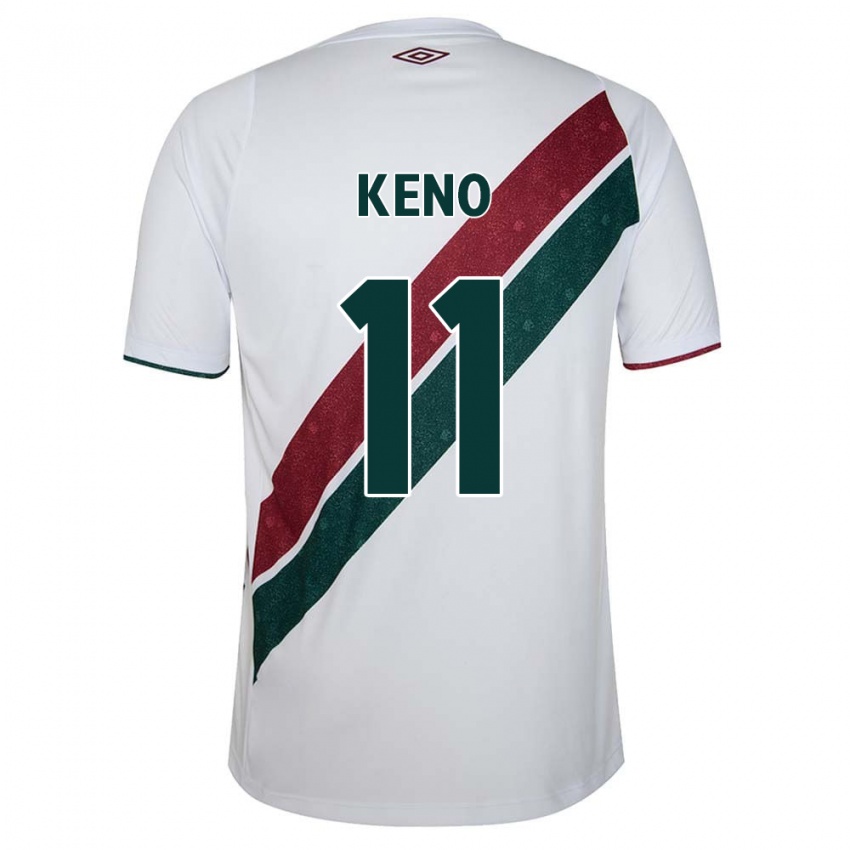 Uomo Maglia Keno #11 Bianco Verde Marrone Kit Gara Away 2024/25 Maglietta