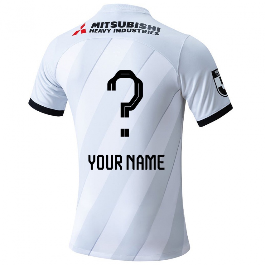 Uomo Maglia Il Tuo Nome #0 Bianco Grigio Kit Gara Away 2024/25 Maglietta