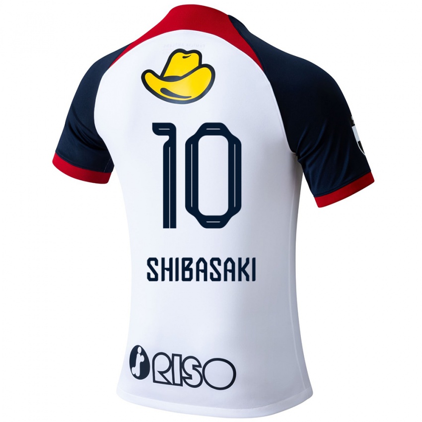 Uomo Maglia Gaku Shibasaki #10 Bianco Blu Rosso Kit Gara Away 2024/25 Maglietta