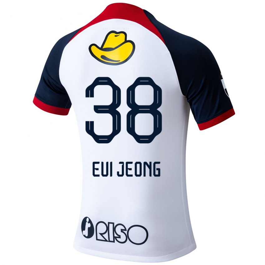 Uomo Maglia Eui-Jeong Park #38 Bianco Blu Rosso Kit Gara Away 2024/25 Maglietta