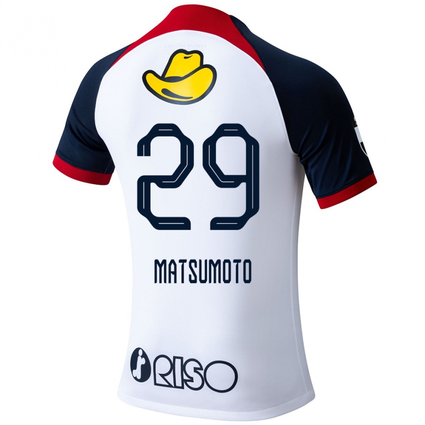 Uomo Maglia Taisei Matsumoto #29 Bianco Blu Rosso Kit Gara Away 2024/25 Maglietta