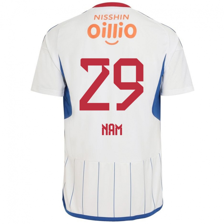 Uomo Maglia Tae-Hee Nam #29 Bianco Blu Rosso Kit Gara Away 2024/25 Maglietta