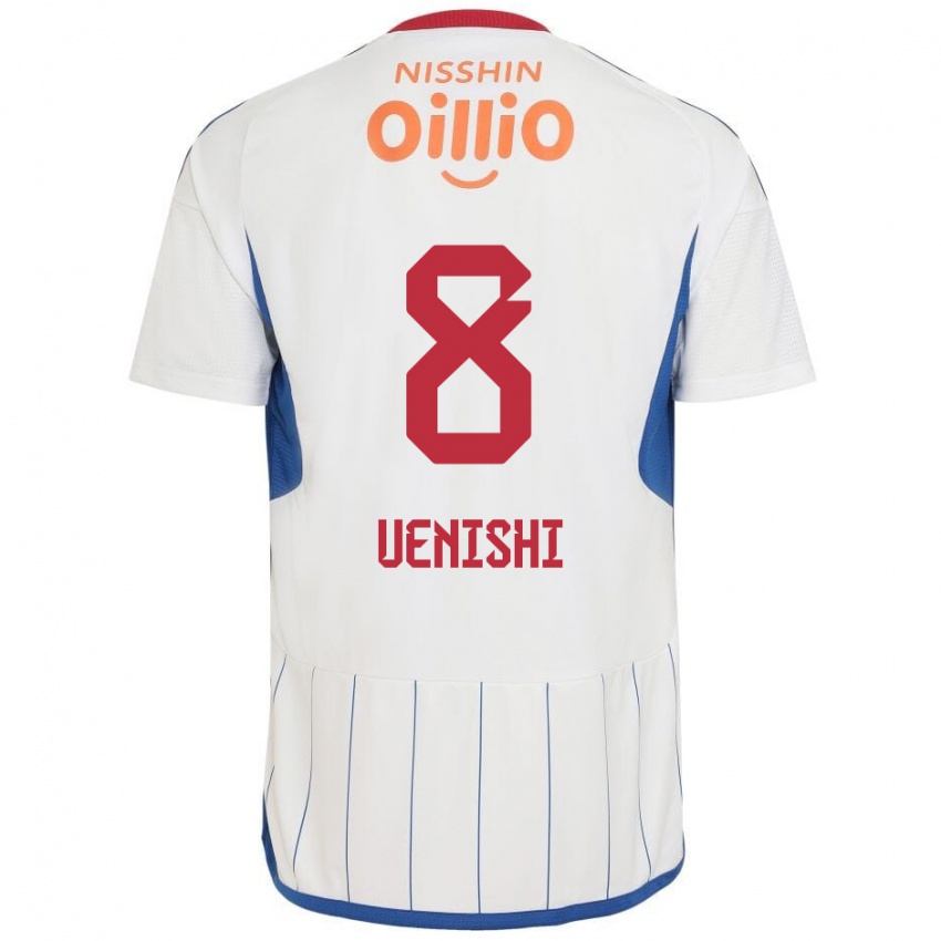 Uomo Maglia Haruki Uenishi #8 Bianco Blu Rosso Kit Gara Away 2024/25 Maglietta