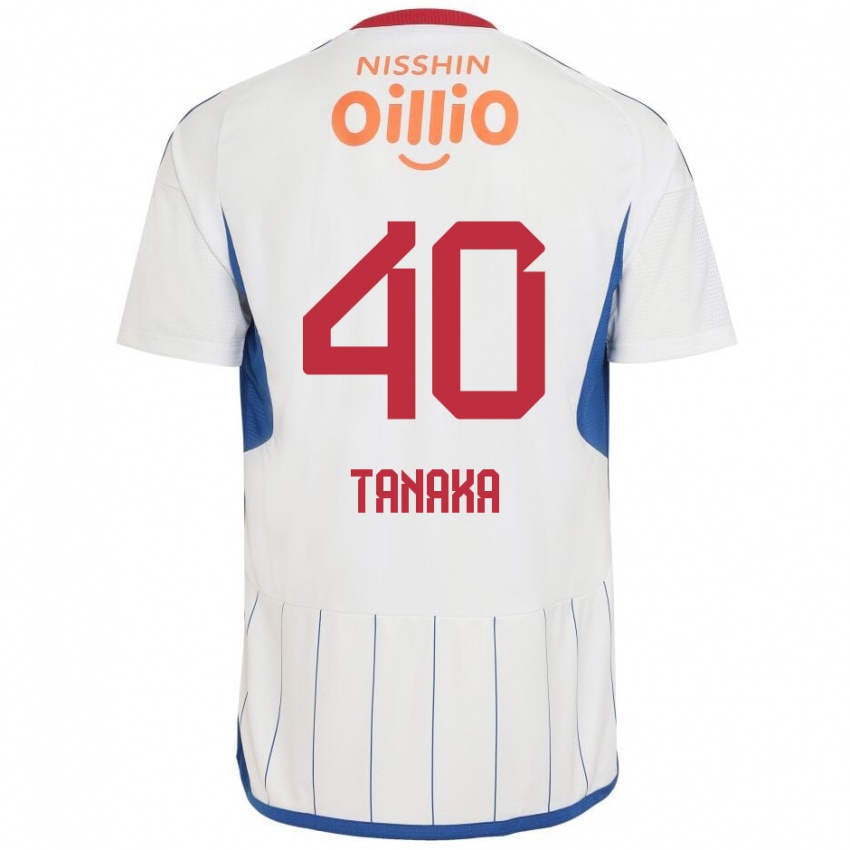 Uomo Maglia Hiei Tanaka #40 Bianco Blu Rosso Kit Gara Away 2024/25 Maglietta