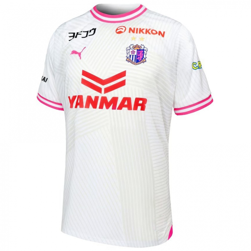 Uomo Maglia Il Tuo Nome #0 Bianco Rosa Kit Gara Away 2024/25 Maglietta