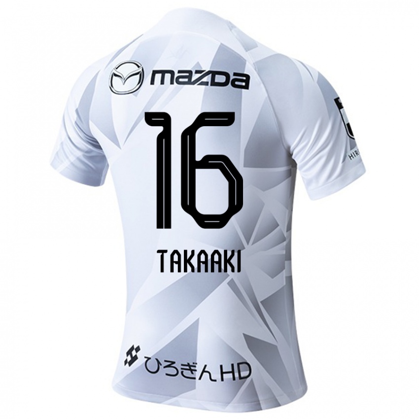 Uomo Maglia Takaaki Shichi #16 Bianco Grigio Nero Kit Gara Away 2024/25 Maglietta